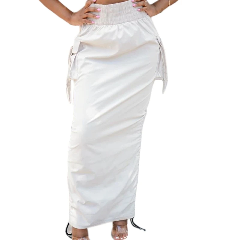 Women Autumn Elastic High Waist Maxi Long Straight Cargo Skirt Side Ruched Drawstring Solid Color Casual Loose Streetwear Q1FA
Women Autumn Elastic High Waist Maxi Long Straight Cargo Skirt Side Ruched Drawstring Solid Color Casual Loose Streetwear Q1FA
