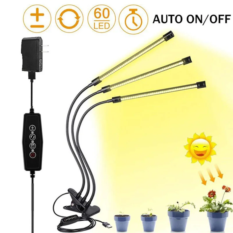 USB Timer LED Plant Grow Light DC 5V Dimmable Full Spectrum 3 Head Bulbs Flexible Clip Phyto Lamp for indoor Fitolamp planterR1
USB Timer LED Plant Grow Light DC 5V Dimmable Full Spectrum 3 Head Bulbs Flexible Clip Phyto Lamp for indoor Fitolamp planterR1