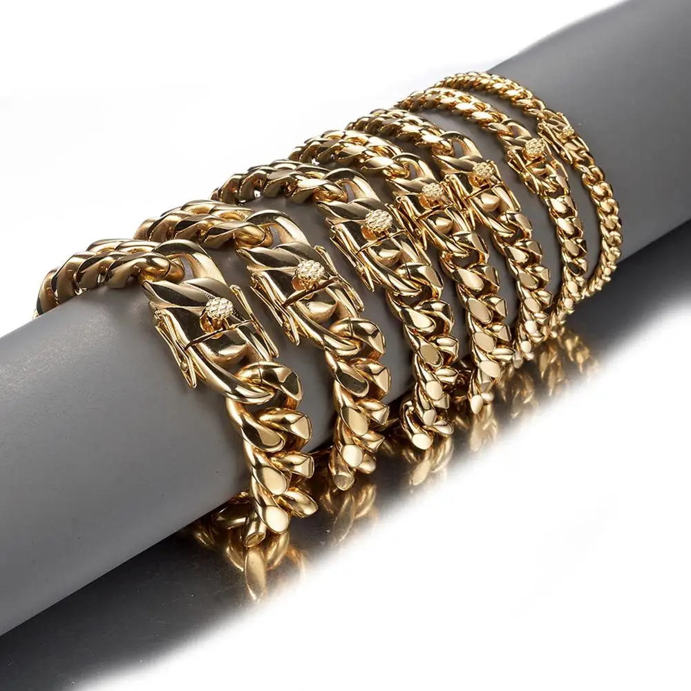 Punk Curb Cuban Link Chain Bracelets for Men Miami Thick Gold Color Charm Bangles Fashion Jewelry Christmas Gift
Punk Curb Cuban Link Chain Bracelets for Men Miami Thick Gold Color Charm Bangles Fashion Jewelry Christmas Gift
