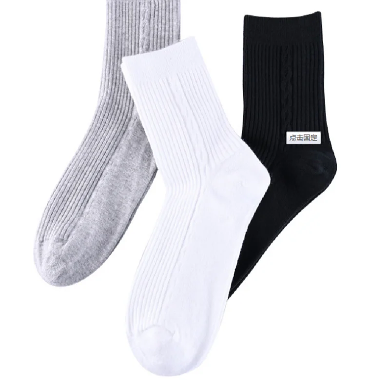 

Men's Sock 100% Combed Cotton Mid Calf Socks Absorb Sweat deodorant All Seasons 3 Pairs Individual packaged