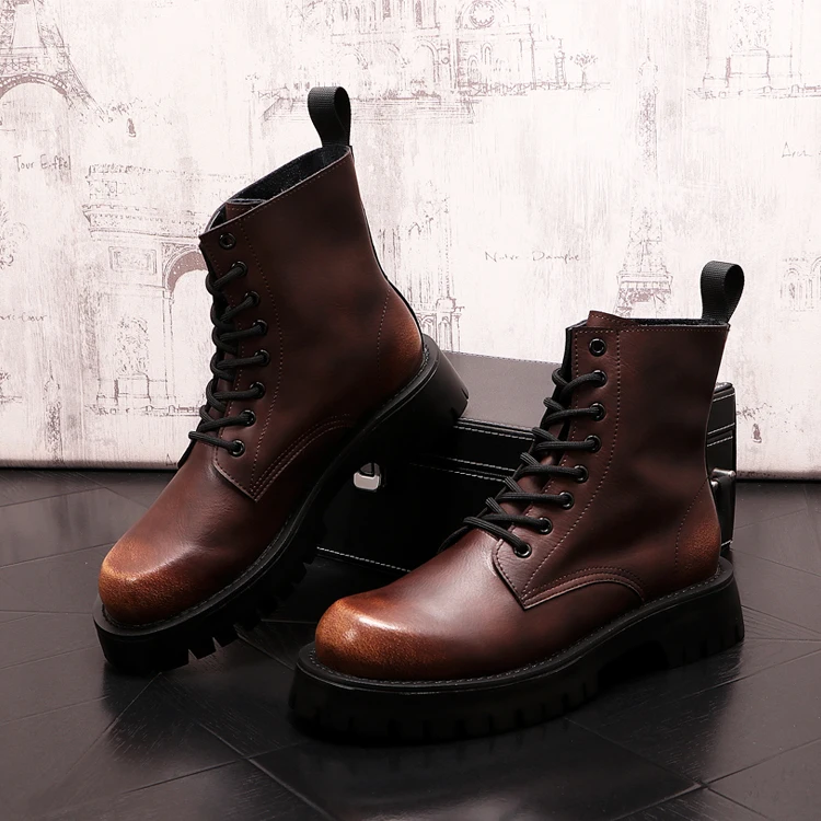 Men's Leather Boots 2021 Men High Tops Ankle Boots Hip Hop Martin Boots Punk Height Increasing Shoes Zapatillas Hombre
Men's Leather Boots 2021 Men High Tops Ankle Boots Hip Hop Martin Boots Punk Height Increasing Shoes Zapatillas Hombre