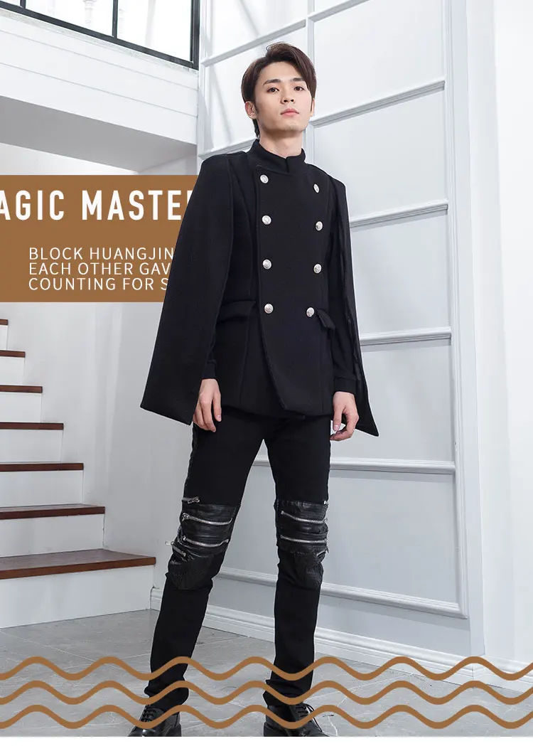 The New South Korean version of the winter fashion men's medium-length double-breasted coat cloak thickened wool loose men's c
The New South Korean version of the winter fashion men's medium-length double-breasted coat cloak thickened wool loose men's c