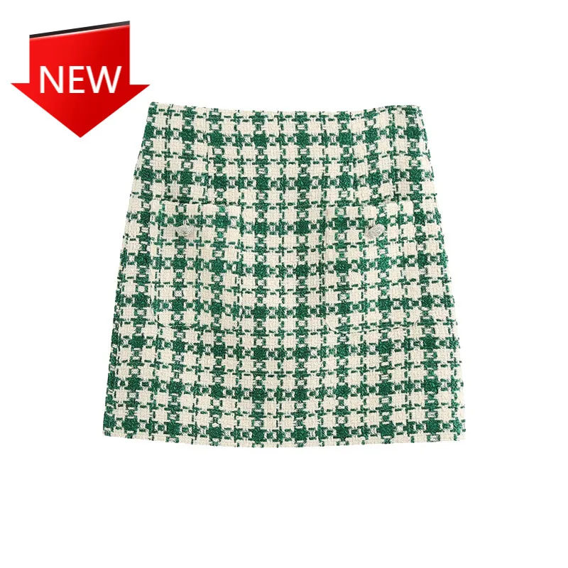 Tweed Mini Skirt Vintage High Waist Back Zipper Female Skirts Mujer Women Fashion With Pockets
Tweed Mini Skirt Vintage High Waist Back Zipper Female Skirts Mujer Women Fashion With Pockets