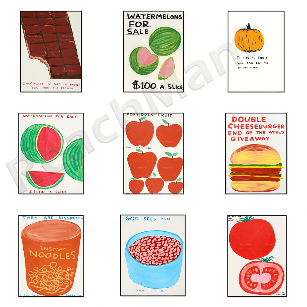 David Shrigley fruit food art posters, exhibition posters, David Shrigley modern guest home decoration canvas wall art printing
David Shrigley fruit food art posters, exhibition posters, David Shrigley modern guest home decoration canvas wall art printing