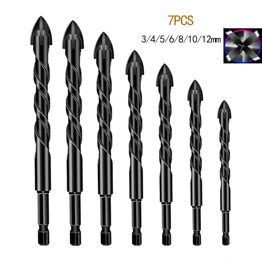 7/4Pcs Cross Hex Tile Bit Glass Ceramic Concrete Hole Opener 1/4" Alloy Hex Shank Drill Bit 3/6/8/12mm Drill Bits For Metal Wood
7/4Pcs Cross Hex Tile Bit Glass Ceramic Concrete Hole Opener 1/4" Alloy Hex Shank Drill Bit 3/6/8/12mm Drill Bits For Metal Wood