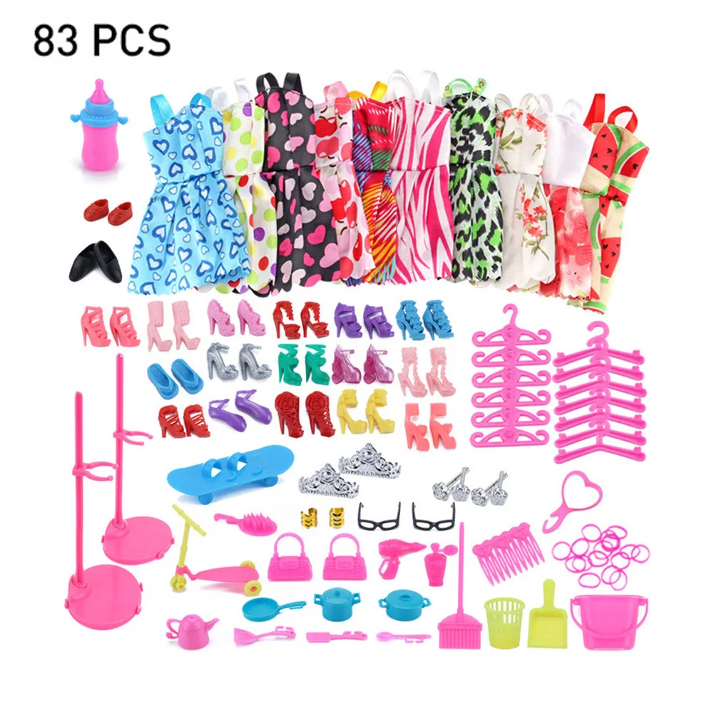 83 PCS Outfits Clothes Set 10 PCS Skirts & 73Pcs Accessories For Bar bie Dolls Fashion Doll Accessories Set For Girls Gifts
83 PCS Outfits Clothes Set 10 PCS Skirts & 73Pcs Accessories For Bar bie Dolls Fashion Doll Accessories Set For Girls Gifts