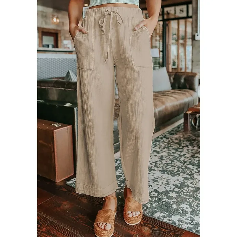 Women's Cotton Gray Pants Elastic Waisted Plus Size Pants Khaki Casual Loose Ankle-length Trousers Female Elegant Streetwear 2XL
Women's Cotton Gray Pants Elastic Waisted Plus Size Pants Khaki Casual Loose Ankle-length Trousers Female Elegant Streetwear 2XL