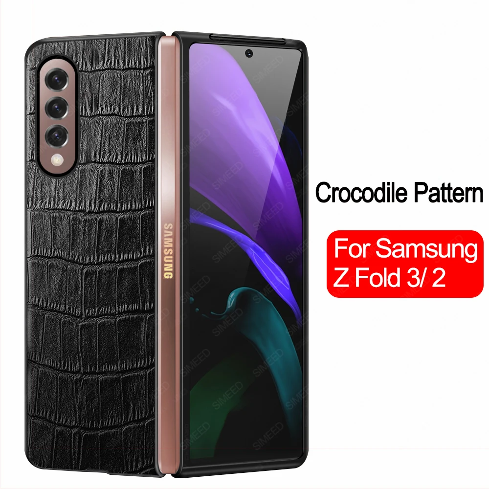 

For Samsung Galaxy Z Fold 3 2 5G Fold3 Case Luxury Genuine Leather Shockproof Back Cover Fundas Capa