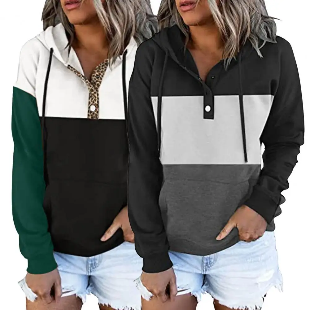 Women Hoodie Contrast Color Patchwork Autumn Winter Long Sleeve Drawstring Large Pocket Sweatshirt for Daily Wear
Women Hoodie Contrast Color Patchwork Autumn Winter Long Sleeve Drawstring Large Pocket Sweatshirt for Daily Wear