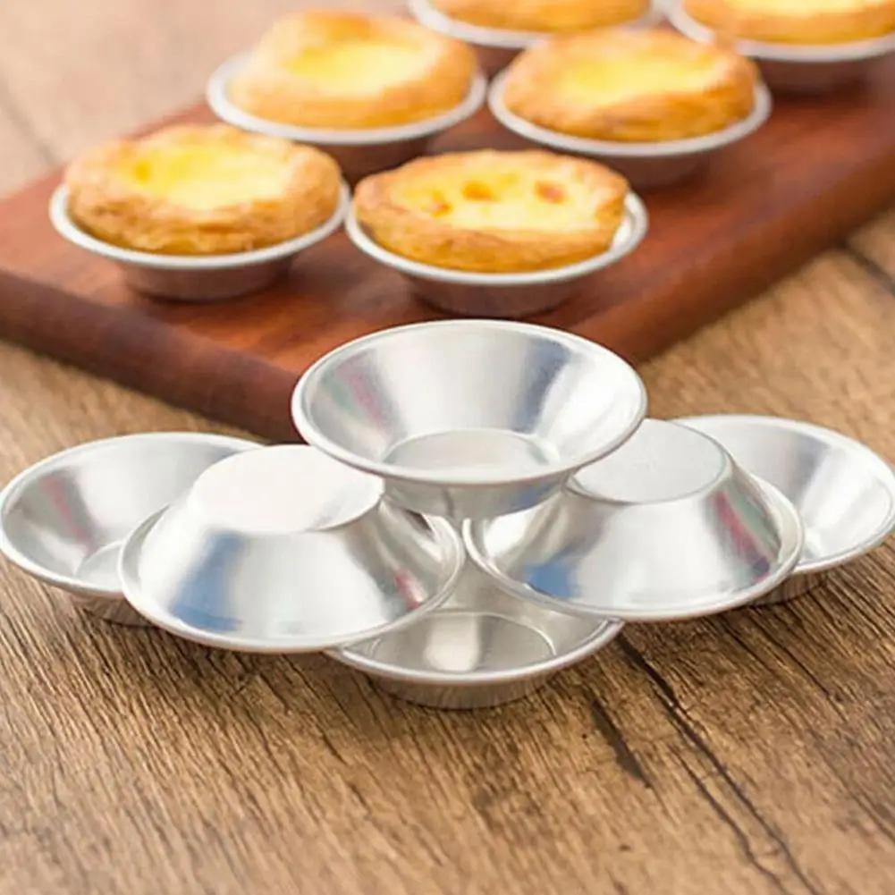 

10pcs Mini Tiny Pie Muffin Cupcake Pans Tin Aluminum Round Egg Tart Mold Tartlets Dessert Mold Pan Puto Cup Reusable Mould