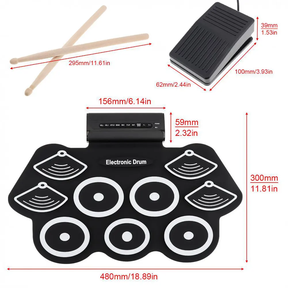 Digital Electronic Drum Kit Portable 9 Pads Thicken Silicone Roll Up Drum Set with Drumsticks Foot Pedals Drum Accessories
Digital Electronic Drum Kit Portable 9 Pads Thicken Silicone Roll Up Drum Set with Drumsticks Foot Pedals Drum Accessories