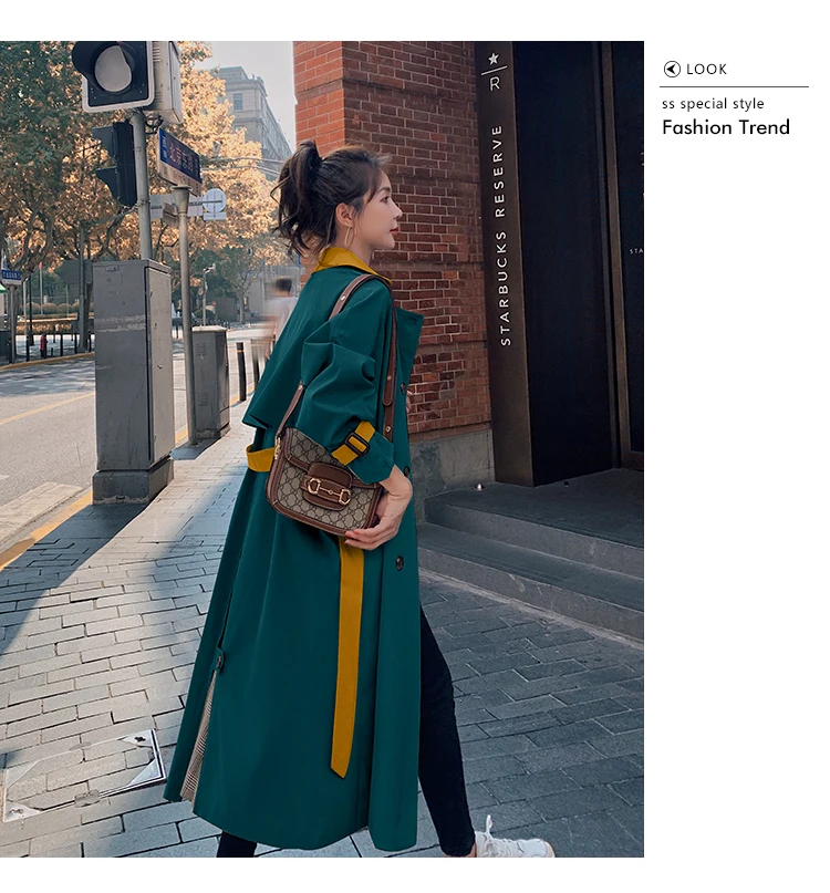 Spring Autumn Double Breasted Bandage Green Trench Coat Women Fashion Korean Elegant Loose Casual Long Khaki Windbreaker 7018
Spring Autumn Double Breasted Bandage Green Trench Coat Women Fashion Korean Elegant Loose Casual Long Khaki Windbreaker 7018