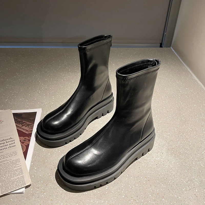 EOEODOIT Round Toe Ankle Boots Sock Boot Women Fashion Med Heels Leather Shoes Autumn Winter Chelsea Boot
EOEODOIT Round Toe Ankle Boots Sock Boot Women Fashion Med Heels Leather Shoes Autumn Winter Chelsea Boot