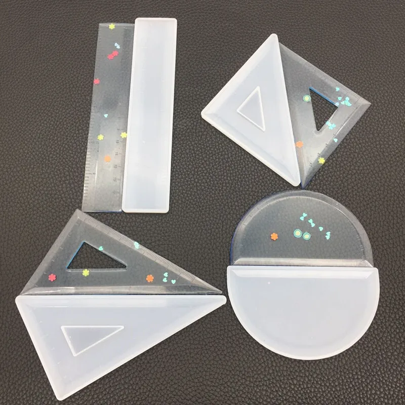 Silicone Mold DIY 4 Shapes Resin Ruler Kit Mold Handmade Straight Ruler Square Rulers Triangular Ruler Protractor Mold Art Craft
Silicone Mold DIY 4 Shapes Resin Ruler Kit Mold Handmade Straight Ruler Square Rulers Triangular Ruler Protractor Mold Art Craft