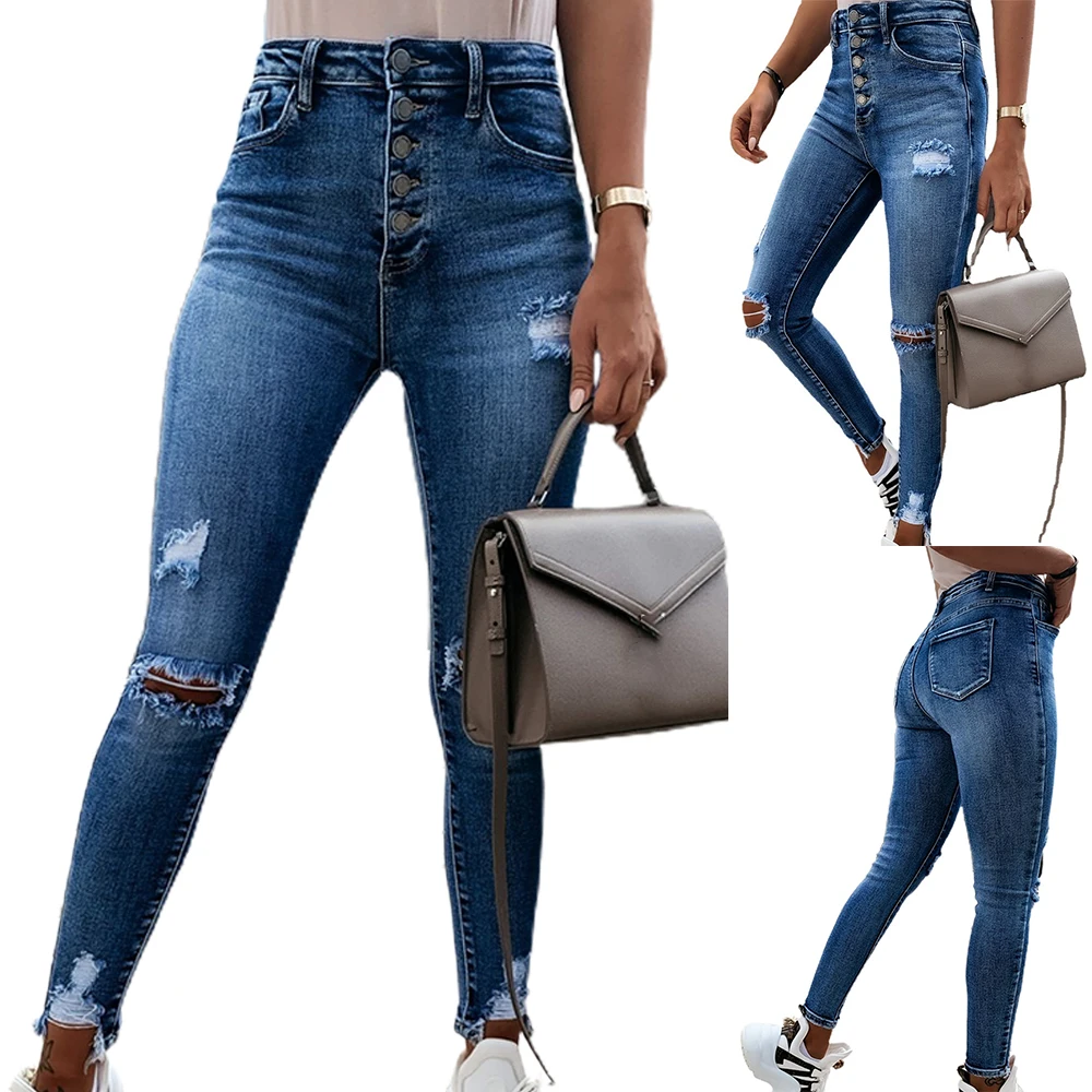 Women‘s Fashion Ripped Denim Jeans Skinny Casual Pants Slim Fit Long Trousers Pants for Women Knee Ripped Skinny Jeans Breasted
Women‘s Fashion Ripped Denim Jeans Skinny Casual Pants Slim Fit Long Trousers Pants for Women Knee Ripped Skinny Jeans Breasted
