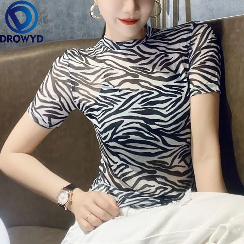 New Summer Women Slim Zebra Ice Silk Mesh T-shirt Sexy Short Sleeve Micro Transparent Small Shirt Thin Temperament Bottoming Top
New Summer Women Slim Zebra Ice Silk Mesh T-shirt Sexy Short Sleeve Micro Transparent Small Shirt Thin Temperament Bottoming Top