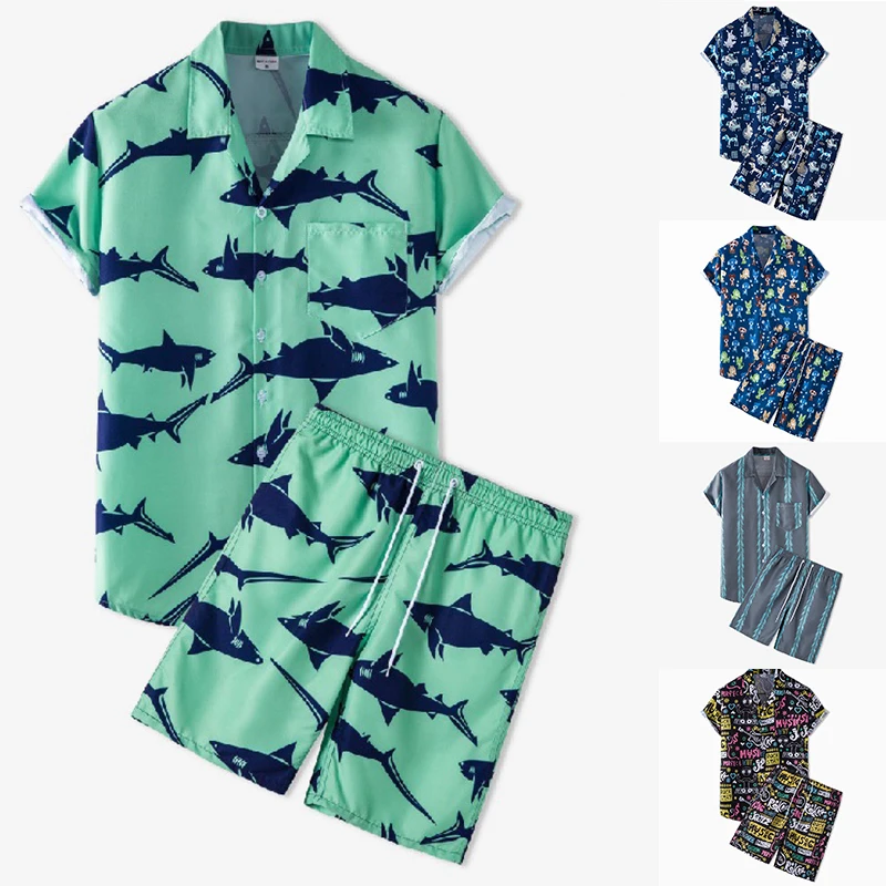 Men Hawaiian Sets Printing T-Shirt Summer Short Sleeve Button Shirt Casual Beach Shorts Streetwear Fashion Mens Suit 2 Pieces
Men Hawaiian Sets Printing T-Shirt Summer Short Sleeve Button Shirt Casual Beach Shorts Streetwear Fashion Mens Suit 2 Pieces