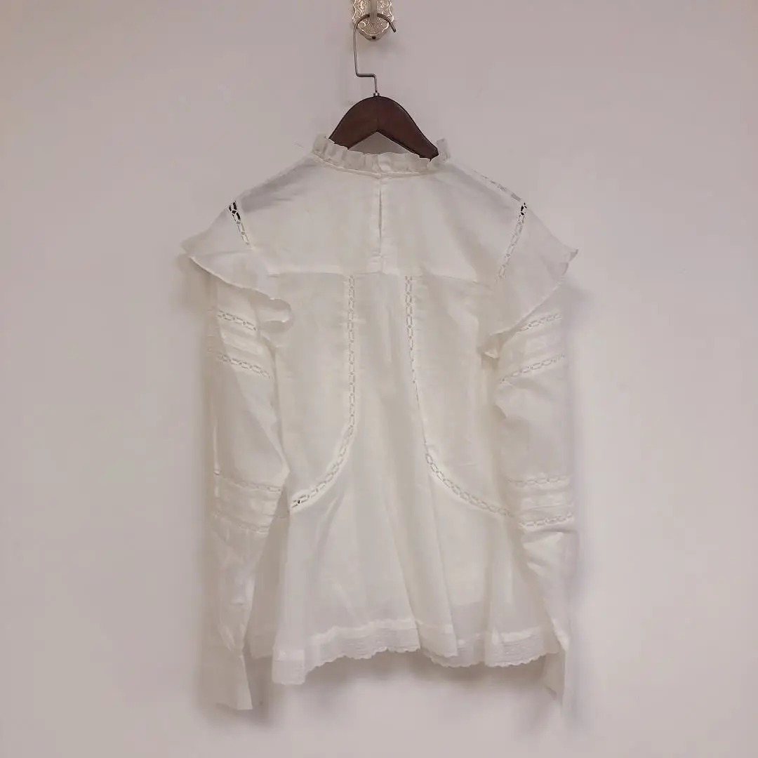 Shirts 2021 Women Autumn and Winter New White Cotton Cute Lace Stitching Age-reducing Doll Women's Shirt
Shirts 2021 Women Autumn and Winter New White Cotton Cute Lace Stitching Age-reducing Doll Women's Shirt