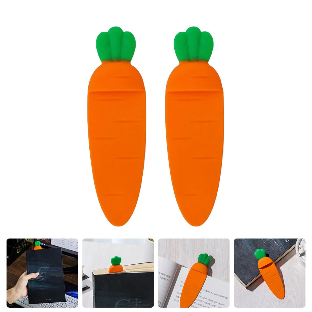 

2Pcs Silicone Cartoon Markers Animal Carrot Bookmarks Stationeries (As Shown)
