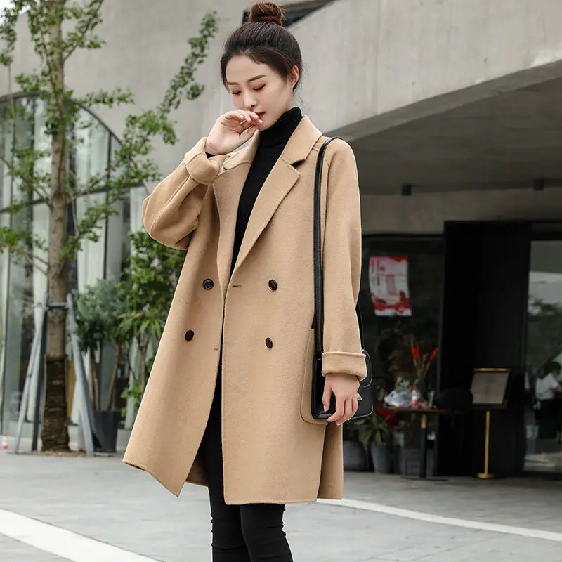 Women 2021 Autumn Winter Double Breasted Cashmere Coat Female Warm Casual Loose Coats Ladies Wool Blend Elegant Overcoat Z508
Women 2021 Autumn Winter Double Breasted Cashmere Coat Female Warm Casual Loose Coats Ladies Wool Blend Elegant Overcoat Z508