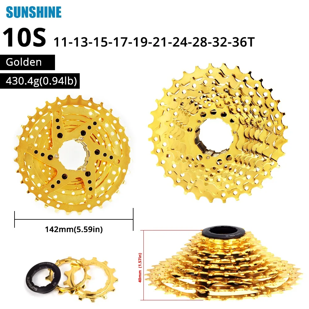 SUNSHINE 9/10/11/12 Speed Road Bike Freewheel 11-32/50T Cassette Sprocket Gold Bicycle Cassette Freewheel MTB Sprocket
SUNSHINE 9/10/11/12 Speed Road Bike Freewheel 11-32/50T Cassette Sprocket Gold Bicycle Cassette Freewheel MTB Sprocket