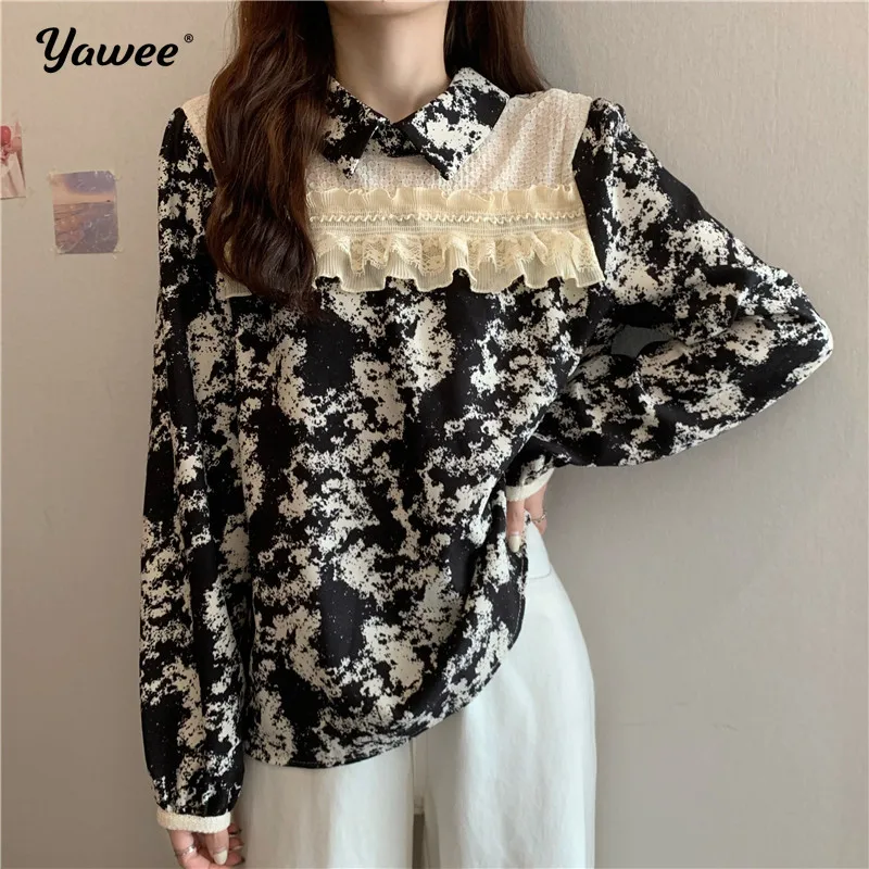 Casual Lace Ruffles Sweet Chic Gentle 2021 spring style flower Hot Sale Cute All-Match Stylish Blouses Loose Office Lady Tops 
Casual Lace Ruffles Sweet Chic Gentle 2021 spring style flower Hot Sale Cute All-Match Stylish Blouses Loose Office Lady Tops