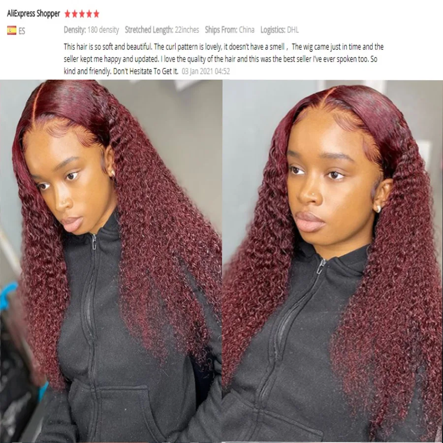 Burgundy Lace Front Human Hair Wigs Deep Curly 99J PrePlucked With Baby Hair Transparent Lace Bleached Knots Brazilian Remy Hair
Burgundy Lace Front Human Hair Wigs Deep Curly 99J PrePlucked With Baby Hair Transparent Lace Bleached Knots Brazilian Remy Hair