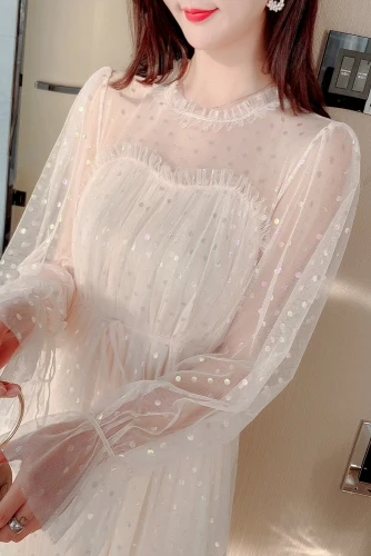 Spring Summer Sequined Shiny Chiffon Lace Mid-Calf Elegant Women Lady Female Long Dress
Spring Summer Sequined Shiny Chiffon Lace Mid-Calf Elegant Women Lady Female Long Dress
