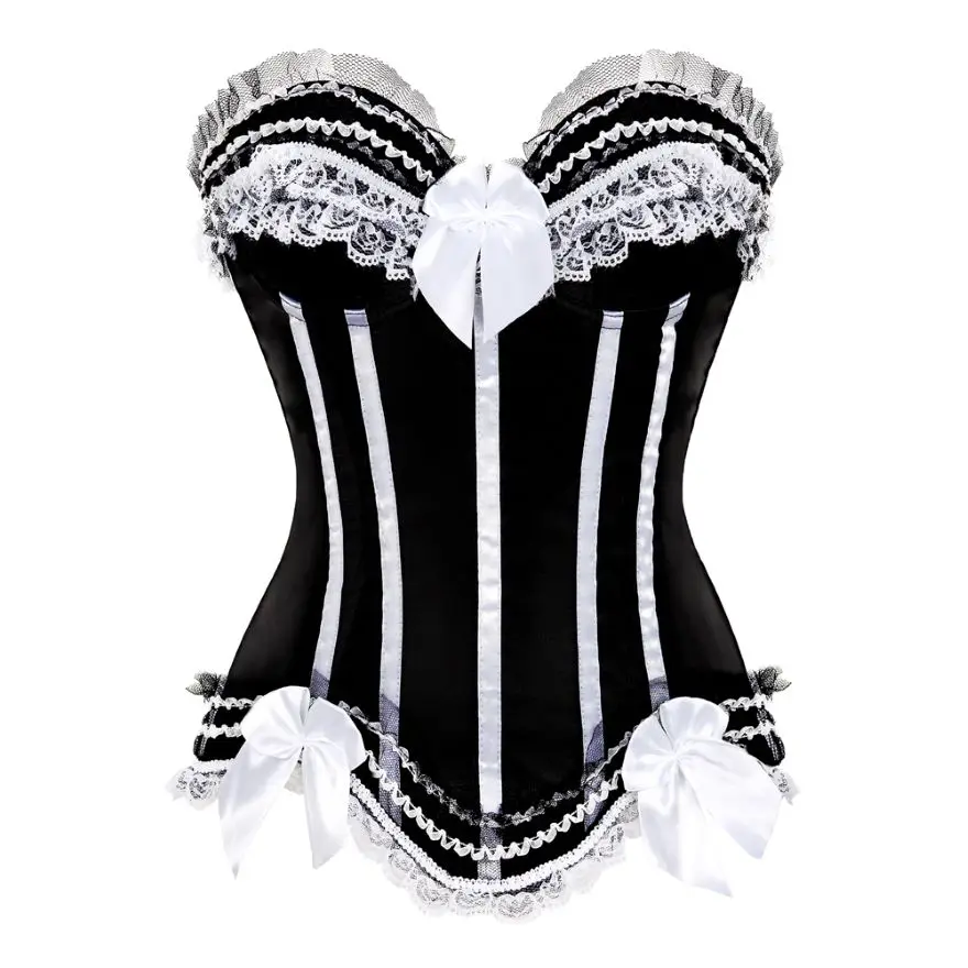 Women Vintage Sexy Striped Satin Overbust Corset Bow Zipper Side Lace Up Waist Cincher Body Shaper Corset Bustier Lingerie Top
Women Vintage Sexy Striped Satin Overbust Corset Bow Zipper Side Lace Up Waist Cincher Body Shaper Corset Bustier Lingerie Top