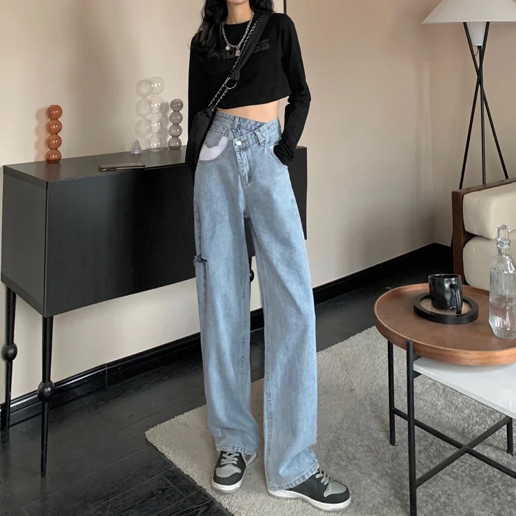 Jeans for Women Summer 2021 New Korean Style High Waist Figure Flattering Mopping Pants Ripped Trousers Straight-Leg
Jeans for Women Summer 2021 New Korean Style High Waist Figure Flattering Mopping Pants Ripped Trousers Straight-Leg