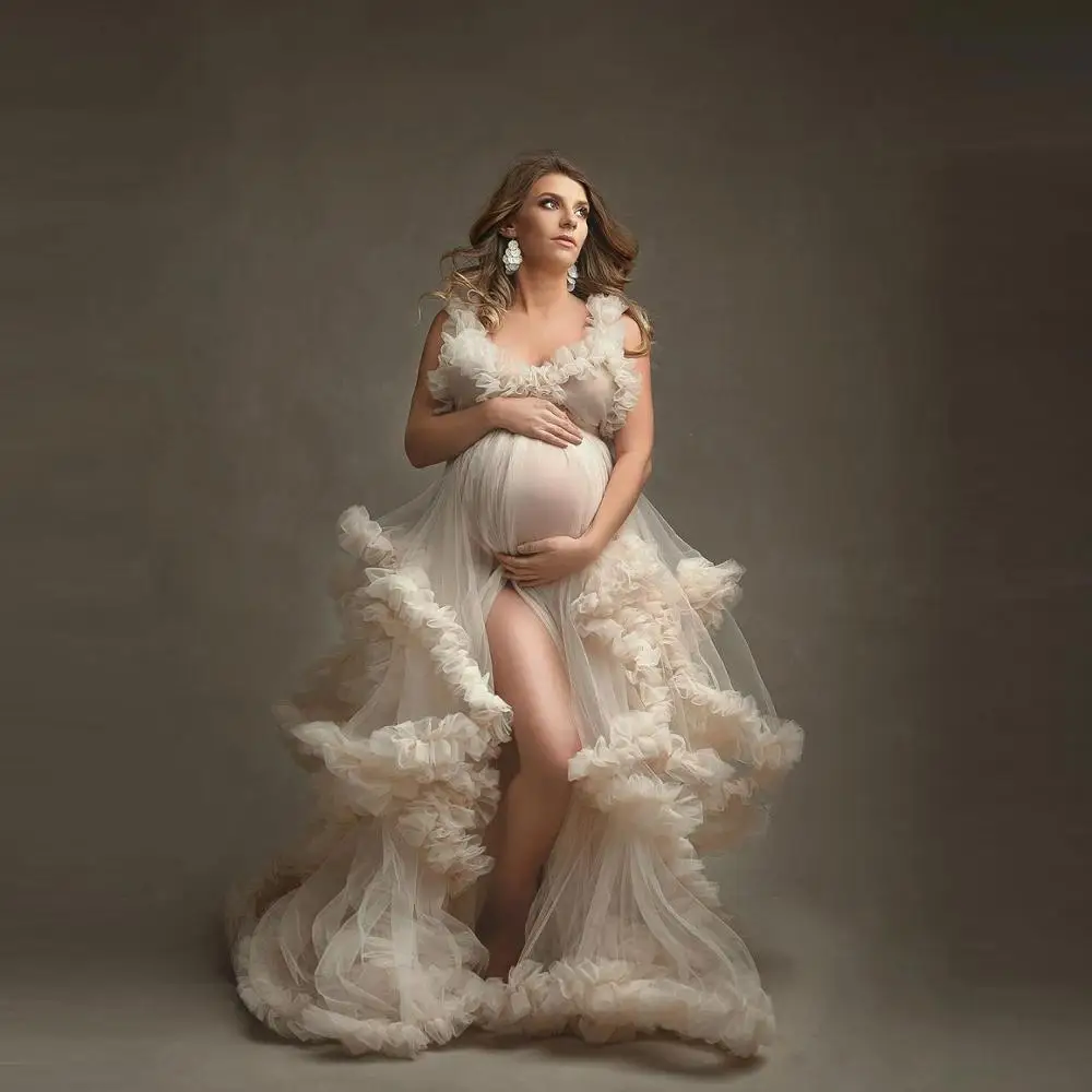 Beige Kinono Gowns Prom Dresses Tulle Maternity Robes Women Photoshoot Bathrobe Fluffy Party Sleepwear Custom Made
Beige Kinono Gowns Prom Dresses Tulle Maternity Robes Women Photoshoot Bathrobe Fluffy Party Sleepwear Custom Made