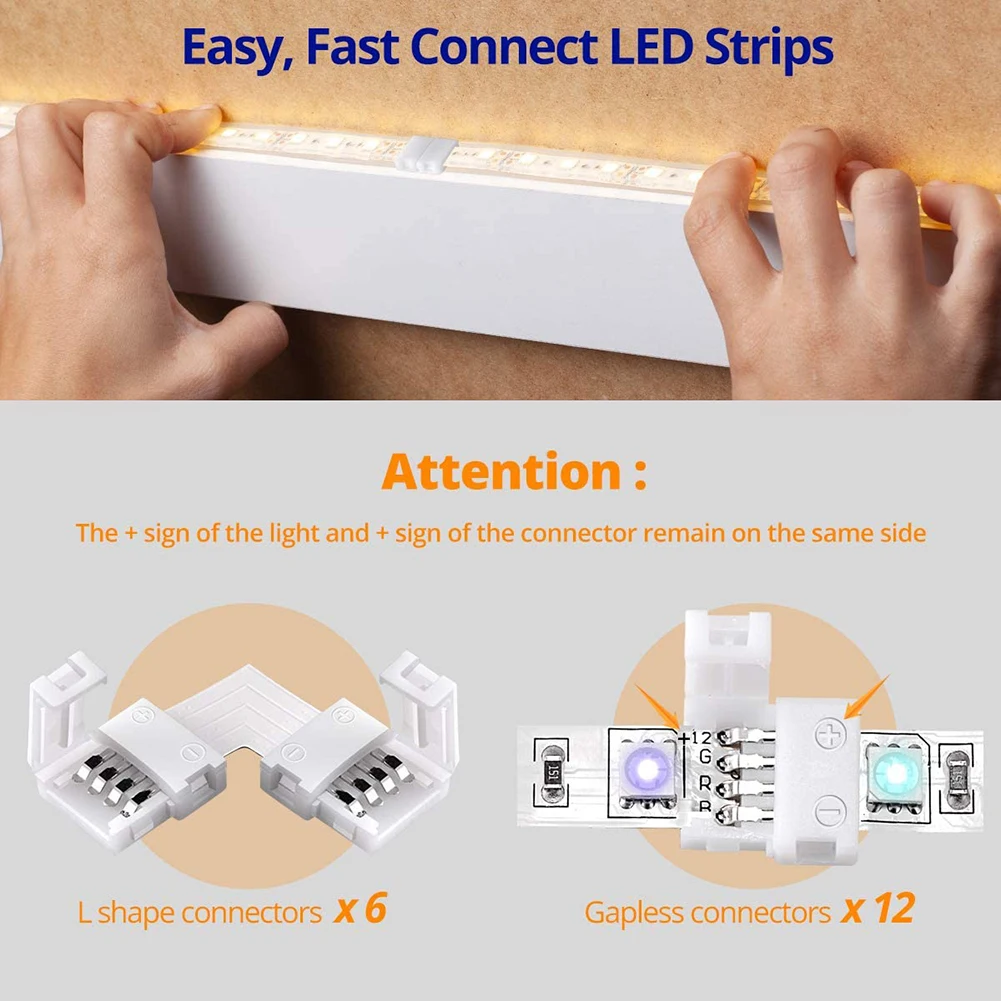 40 Pcs 4-Pin RGB LED Light Strip Connectors And L Shape 10mm Solderless Adapter Terminal Extension
40 Pcs 4-Pin RGB LED Light Strip Connectors And L Shape 10mm Solderless Adapter Terminal Extension