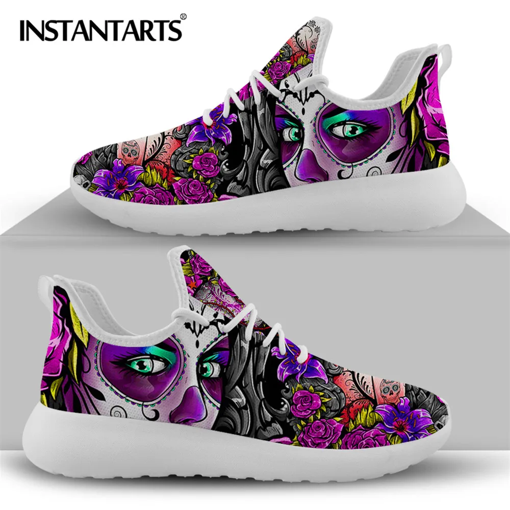 INSTANTARTS Brand Design Floral Sugar Skull Gothic Women Mesh Sneakers Breathable Vulcanize Knitted Shoes Lace Up Flat Footwear
INSTANTARTS Brand Design Floral Sugar Skull Gothic Women Mesh Sneakers Breathable Vulcanize Knitted Shoes Lace Up Flat Footwear
