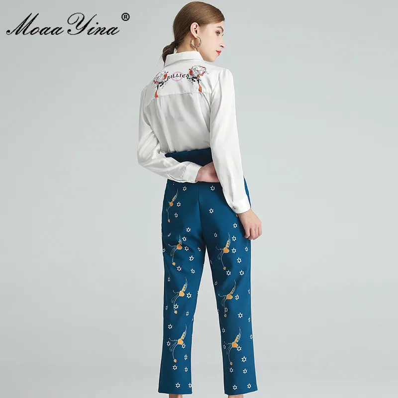 MoaaYina Fashion Designer Set Spring Women's Long sleeve Hot drilling Floral Print Blouses Tops+Trousers Two-piece set
MoaaYina Fashion Designer Set Spring Women's Long sleeve Hot drilling Floral Print Blouses Tops+Trousers Two-piece set