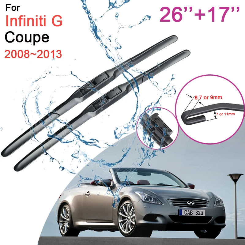 Car Front Windshield Wiper Blades for Infiniti G Convertible 2008 2009 2010 2011~2013 Frameless Rubber Snow Scraping Accessories
Car Front Windshield Wiper Blades for Infiniti G Convertible 2008 2009 2010 2011~2013 Frameless Rubber Snow Scraping Accessories