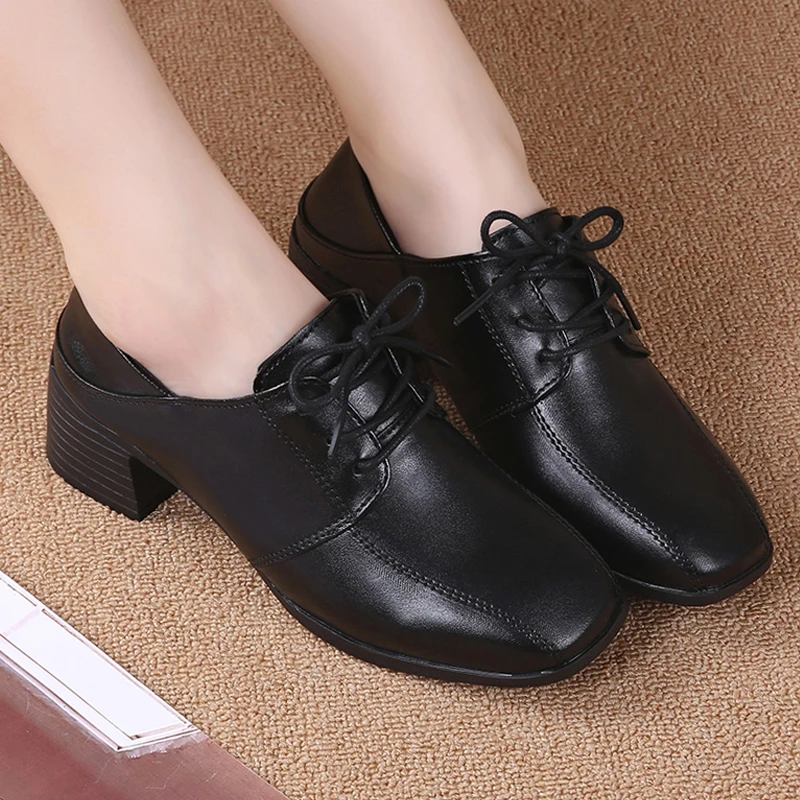 2021 Spring Autumn Women's Leather Shoes Casual Classic Black Lace Up Shoe Woman Waterproof Comfortable Mid Heel Shoes For Women
2021 Spring Autumn Women's Leather Shoes Casual Classic Black Lace Up Shoe Woman Waterproof Comfortable Mid Heel Shoes For Women