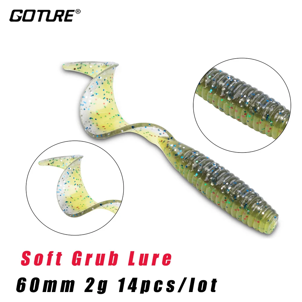 Goture 14pcs/lot Soft Grub Lure 60mm 2g Wormbait Soft Fishing Lure Professional Quality Silicone Soft Bait Wobblers for Carp
Goture 14pcs/lot Soft Grub Lure 60mm 2g Wormbait Soft Fishing Lure Professional Quality Silicone Soft Bait Wobblers for Carp