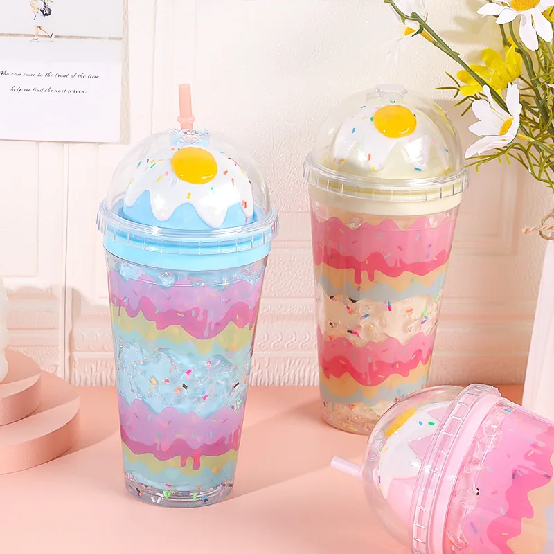 430ML Plastic Ice Water Bottle Creamy Poached Egg Double Layer With Straw Summer Pink Girls Bottle Breakfast Milk Juice Cup Gift
430ML Plastic Ice Water Bottle Creamy Poached Egg Double Layer With Straw Summer Pink Girls Bottle Breakfast Milk Juice Cup Gift