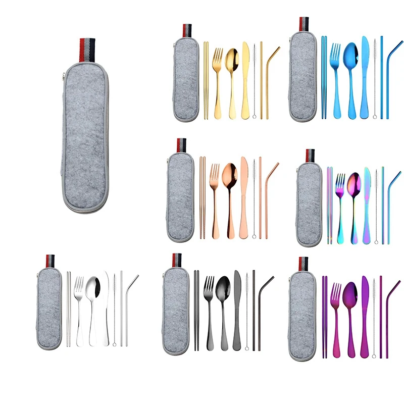 410 Stainless Steel Knife, Fork, Spoon, 304 Straw, Chopsticks, Travel Bag, Outdoor Tableware Set
410 Stainless Steel Knife, Fork, Spoon, 304 Straw, Chopsticks, Travel Bag, Outdoor Tableware Set