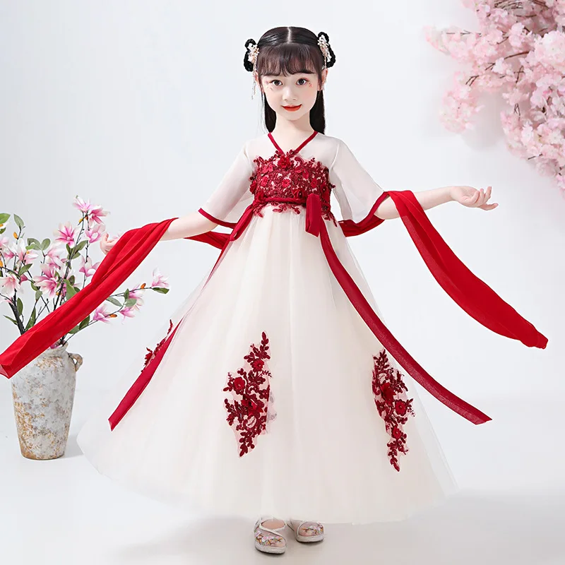 Hanfu Summer Party Kids Dresses for Girls Retro Flower Princess Dress Baby Evening Gown Girl Catwalk Show Children Clothing Set
Hanfu Summer Party Kids Dresses for Girls Retro Flower Princess Dress Baby Evening Gown Girl Catwalk Show Children Clothing Set