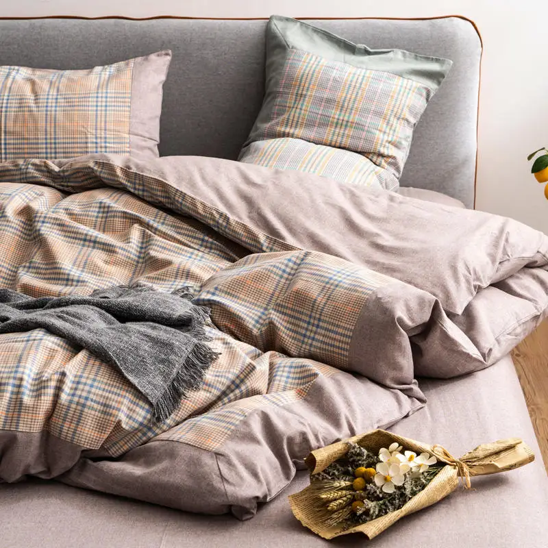 Plaid Bedding Set Sanding Duvet cover set Long-staple cotton Pillowcases Queen King Size Bed Bed Linen 4pcs 2020 new
Plaid Bedding Set Sanding Duvet cover set Long-staple cotton Pillowcases Queen King Size Bed Bed Linen 4pcs 2020 new