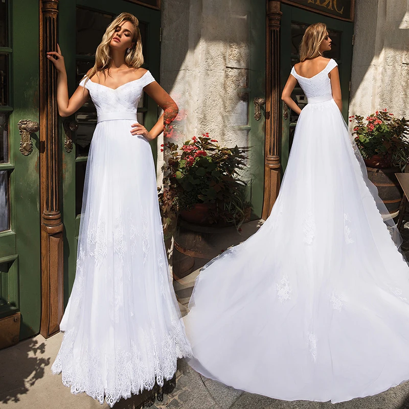 A Line Beach Wedding Dress 2022 Simple Appliques Vestido De Noiva White Tulle Bride Gowns with Beads Robe Mariage
A Line Beach Wedding Dress 2022 Simple Appliques Vestido De Noiva White Tulle Bride Gowns with Beads Robe Mariage