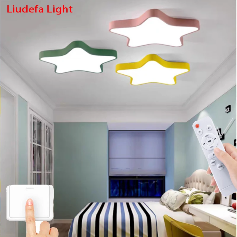 Modern bedroom LED ceiling lamp children's room lighting five-pointed star lighting balcony lighting remote control ceiling lamp
Modern bedroom LED ceiling lamp children's room lighting five-pointed star lighting balcony lighting remote control ceiling lamp