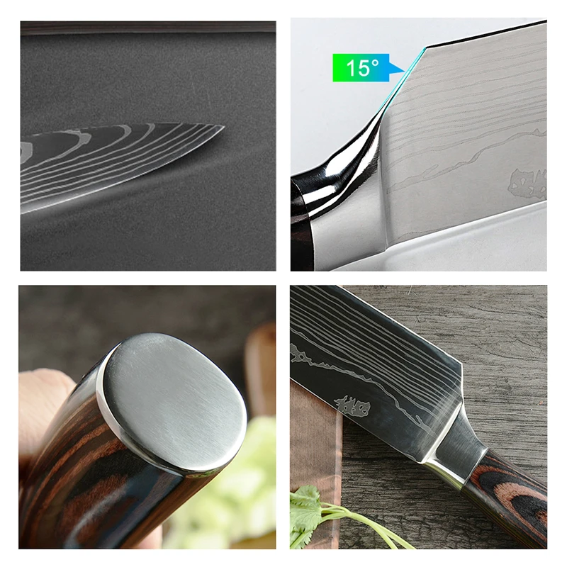 10pcs Kitchen Knives Stainless Steel Laser Damascus Pattern Chef Knife Sharp Cleaver Slicing Utility Knives Tool Freeshipping
10pcs Kitchen Knives Stainless Steel Laser Damascus Pattern Chef Knife Sharp Cleaver Slicing Utility Knives Tool Freeshipping
