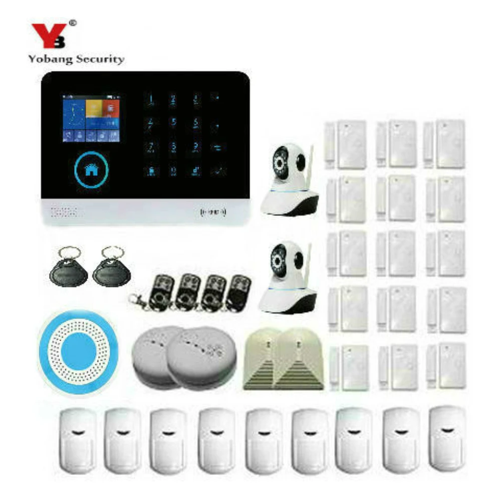 

Yobang Security Wifi GSM APP RFID Wirelesss home security gsm alarm system touch keyboard 433MHz door detector