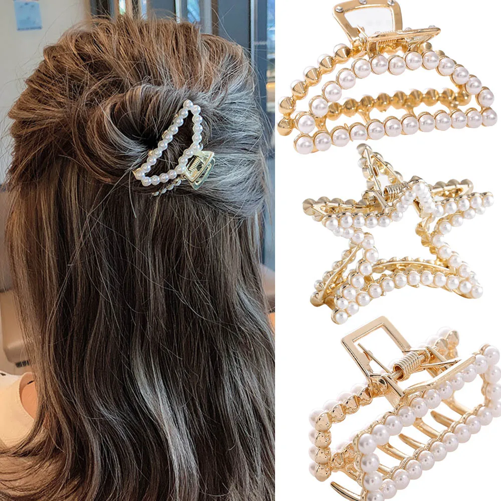 Women Girls Geometric Imitation Pearl Hair Claw Clamps Hair Crab Moon Shape Shark Clip Solid Color Accessories Hairpin
Women Girls Geometric Imitation Pearl Hair Claw Clamps Hair Crab Moon Shape Shark Clip Solid Color Accessories Hairpin