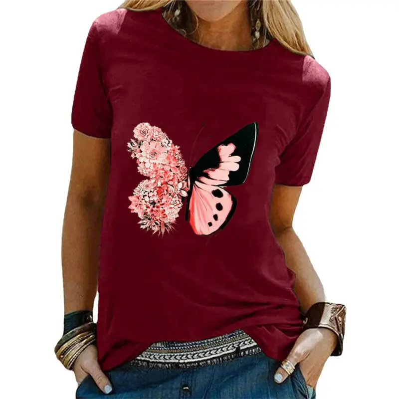 Women Butterfly Printed T-Shirt Short Sleeve Tunic Ladies Summer Casual Tee Tops
Women Butterfly Printed T-Shirt Short Sleeve Tunic Ladies Summer Casual Tee Tops