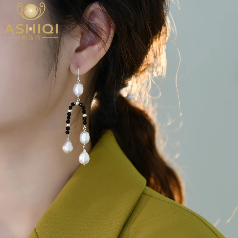 ASHIQI Natural Freshwater Pearls Black Spinel Long Earrings 925 Sterling Silver Jewelry Fashion Gift for Women 
ASHIQI Natural Freshwater Pearls Black Spinel Long Earrings 925 Sterling Silver Jewelry Fashion Gift for Women