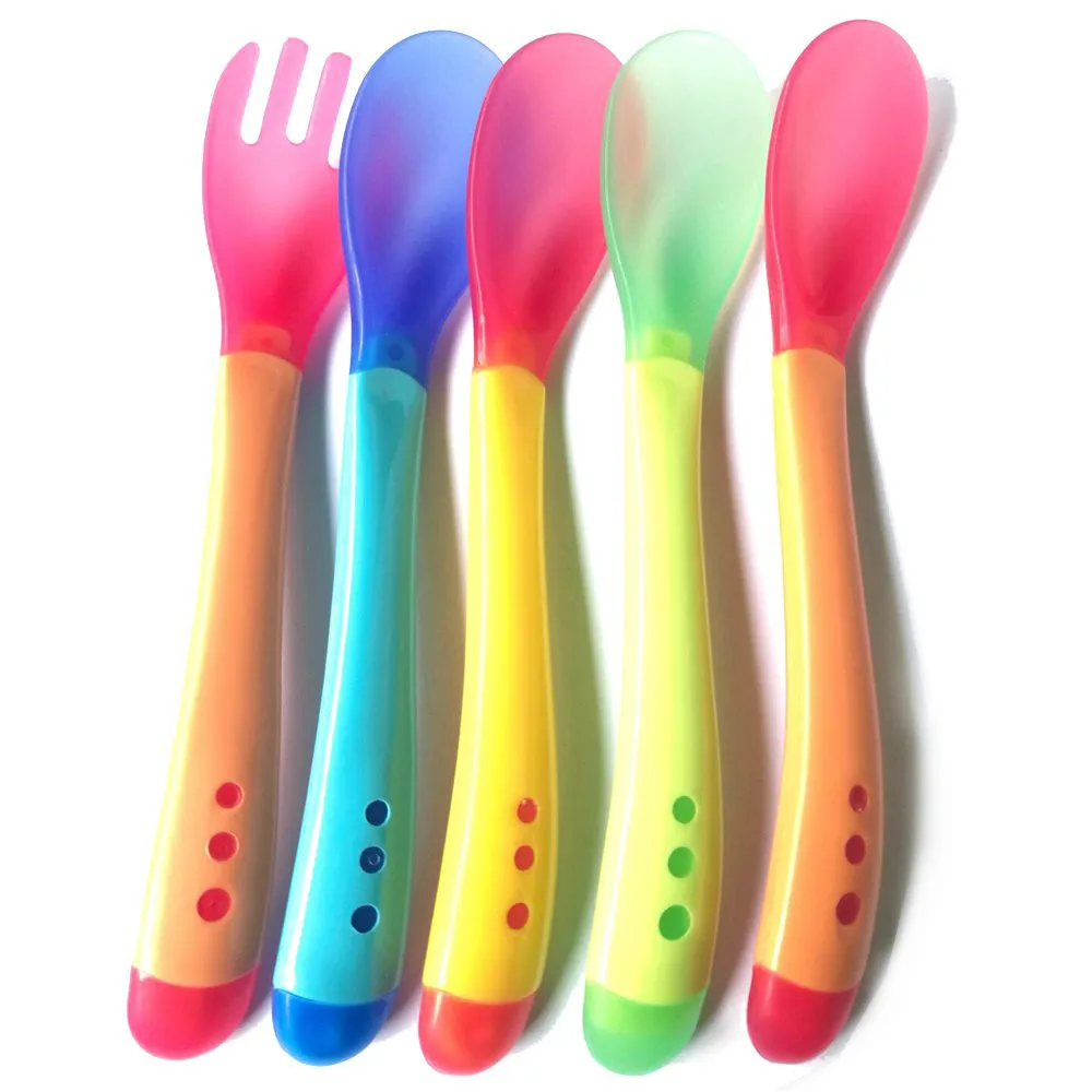 Baby Spoons Feeding Set Soft Silicone Tip Heat Sensitive Utensils BPA Free Candy Color Infant Spoons and Fork Tableware
Baby Spoons Feeding Set Soft Silicone Tip Heat Sensitive Utensils BPA Free Candy Color Infant Spoons and Fork Tableware