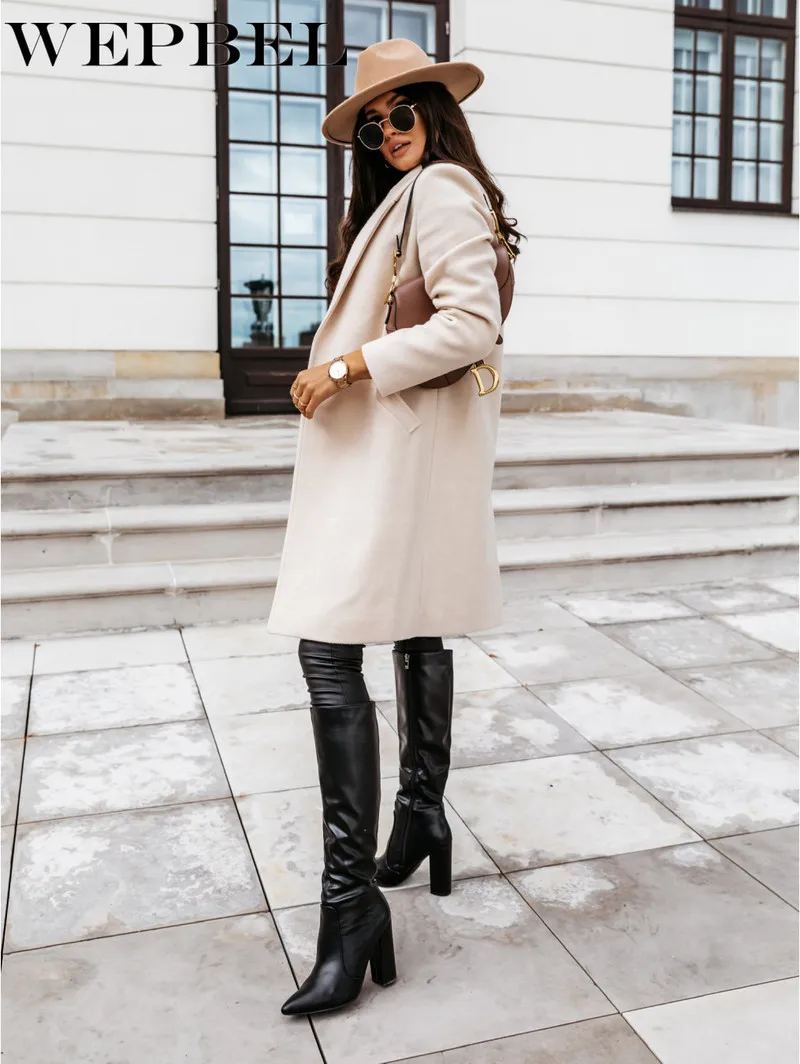 Mandylandy Autumn and Winter Long Woolen Jacket Solid Color Long Sleeve Single Button Suit Collar Woolen Coat for Female
Mandylandy Autumn and Winter Long Woolen Jacket Solid Color Long Sleeve Single Button Suit Collar Woolen Coat for Female